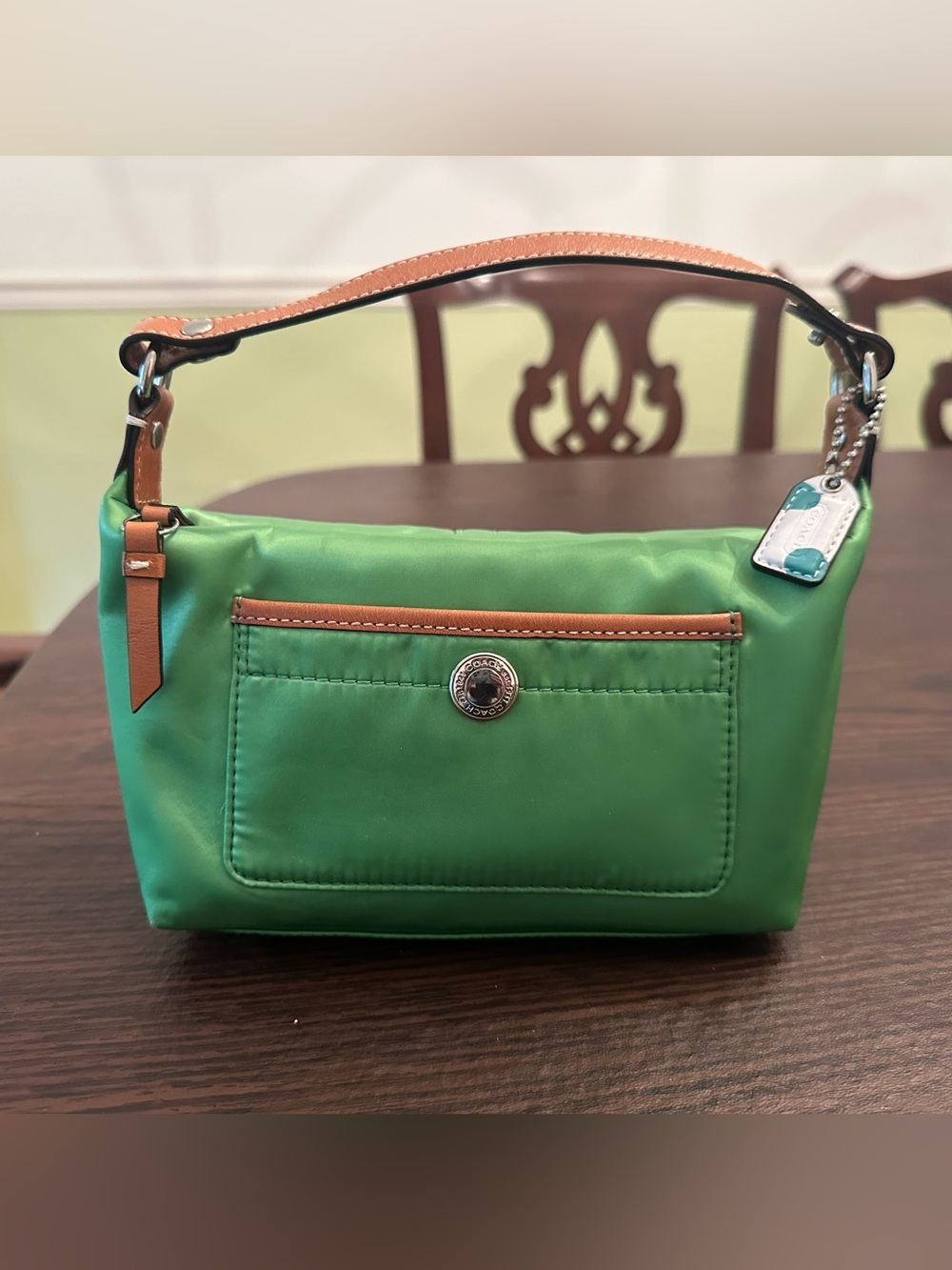 Vintage Y2K Coach Chelsea Satin Mini Hobo Bag | Rare Lime Green